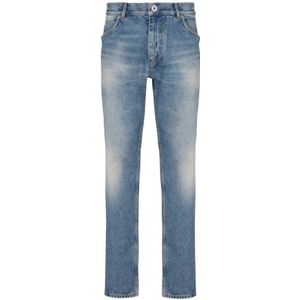 Balmain, Jeans, Heren, Blauw, W31, Denim, Blauwe gewassen vintage denim jeans