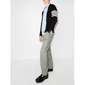 Thom Browne, Truien, Heren, Blauw, L, Wol, Navy V-hals Cardigan in Merinowol