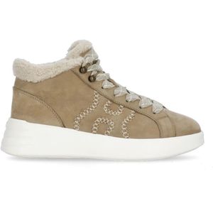 Hogan, Schoenen, Dames, Beige, 41 EU, Beige Leren Winterlaarzen voor Vrouwen