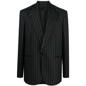 1017 Alyx 9Sm, Geborduurde wol-kasjmier blazer Zwart, Heren, Maat:L