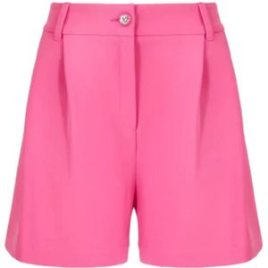 Chiara Ferragni Collection, Korte broeken, Dames, Roze, S, Polyester, Stretch Roze Shorts met Dubbele Plooien - Maat 42