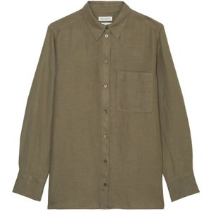 Marc O'Polo, Blouses & Shirts, Dames, Bruin, XS, Linnen, Linnen blouse normaal
