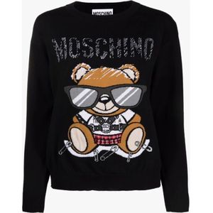 Moschino, Sweatshirts & Hoodies, Heren, Zwart, M, Wol, Fantasy Print Sweater