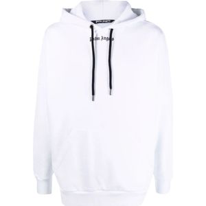 Palm Angels, Hoodie met Logo Print Wit, Heren, Maat:S