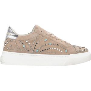 Alma EN Pena, Schoenen, Dames, Beige, 36 EU, Leer, Studded leren platform sneaker