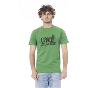 Cavalli Class, Tops, Heren, Groen, L, Katoen, Groene Logo Print Katoenen T-shirt