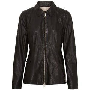 Btfcph, Soft Leren Jas Skind - Stoere Bikerjas met Lange Mouwen en Zakken Zwart, Dames, Maat:XL