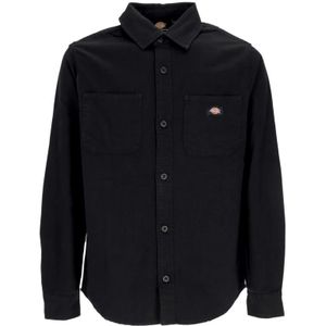 Dickies, Eend Canvas Lange Mouw Streetwear Shirt Zwart, Heren, Maat:L