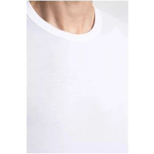 Dolce & Gabbana, Tops, Heren, Wit, L, Katoen, Wit Geborduurd Handtekening T-Shirt