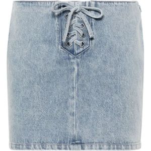 Rotate Birger Christensen, Organische Katoenen Denim Rok Blauw, Dames, Maat:S