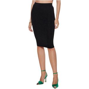 Pinko, Rokken, Dames, Zwart, M, Love Birds Logo Zwarte Midi Rok