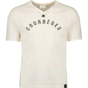 Courrèges, Tops, Heren, Beige, S, Mesh Baseball T-shirt