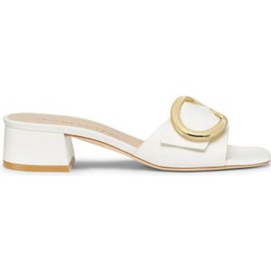 Stuart Weitzman, Schoenen, Dames, Beige, 40 EU, Ambachtelijke Slide Sandaal met Gesp Detail