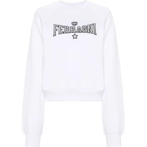 Chiara Ferragni Collection, Sweatshirts & Hoodies, Dames, Wit, S, Witte Sweaters met 310 Ferragni Stretch