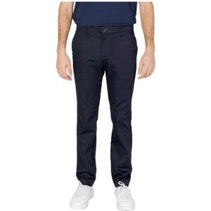 Armani Exchange, Blauwe Katoenmix Ritsbroek Blauw, Heren, Maat:W38