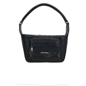 Balenciaga, Tassen, Dames, Zwart, ONE Size, Leer, Zwarte Arena Leren Schoudertas