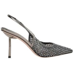 Le Silla, Schoenen, Dames, Grijs, 40 EU, Donkergrijze Kristal Slingback Hakken