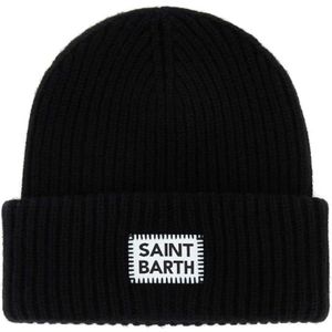 MC2 Saint Barth, Zwarte wollen blend beanie muts Zwart, Dames, Maat:ONE Size