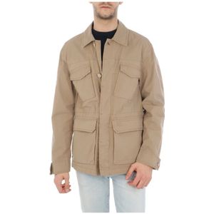 Woolrich, Beige Crew Field Jas Beige, Heren, Maat:L