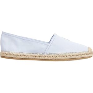 Tommy Hilfiger, Schoenen, Dames, Blauw, 38 EU, Katoen, Blauwe Geborduurde Espadrilles Breezy Stijl