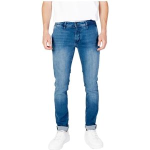 Antony Morato, Blauwe rits- en knoopsluiting heren jeans Blauw, Heren, Maat:W32