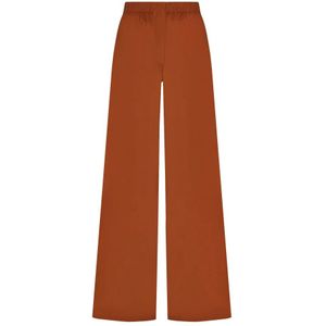 Max Mara, Broeken, Dames, Bruin, XS, Katoen, Oranje Katoenen Wijde Pijp Broek