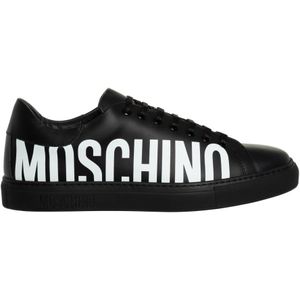 Moschino, Schoenen, Heren, Zwart, 40 EU, Leer, Gestreepte Serena Sneakers met Veters