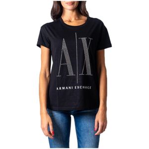 Armani Exchange, Tops, Dames, Zwart, S, Bedrukt Dames T-shirt