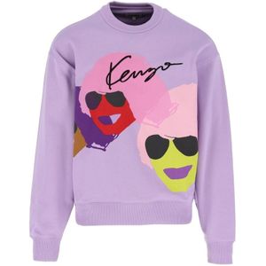 Kenzo, Sweatshirts & Hoodies, Heren, Paars, S, Katoen, Grafische Oversize Sweatshirt