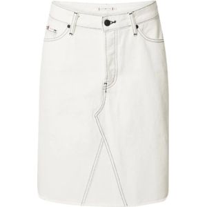 Tommy Hilfiger, Rokken, Dames, Beige, M, Denim, Denim A-Lijn Rok in Ecru