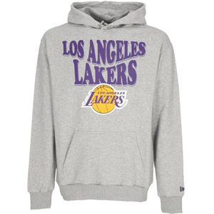 New Era, Sweatshirts & Hoodies, Heren, Grijs, S, Katoen, NBA Script Oversize Hoodie Los Angeles Lakers