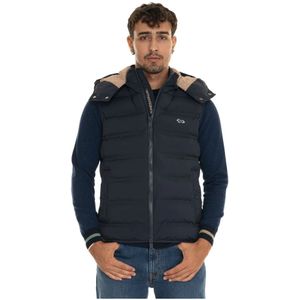 Harmont & Blaine, Jassen, Heren, Blauw, L, Polyester, Gewatteerd Gilet met Afneembare Capuchon