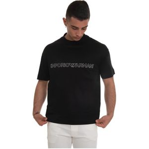 Emporio Armani, Zwart Logo T-Shirt voor Heren Zwart, Heren, Maat:M