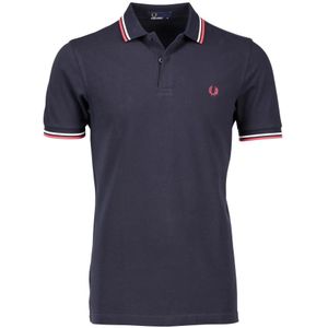 Fred Perry, Donkerblauw Poloshirt met Korte Mouwen Blauw, Heren, Maat:M