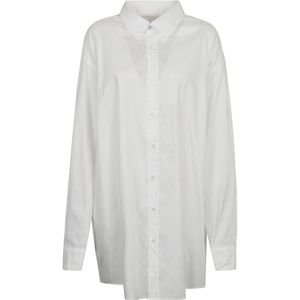 Maison Margiela, Overhemden, Heren, Wit, M, Katoen, Witte Oversized Overhemd met Lange Mouwen