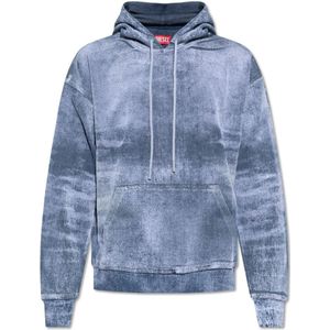Diesel, Sweatshirts & Hoodies, Heren, Blauw, 2Xs, Katoen, ‘D-Nlabel-Hood-Fsd’ hoodie