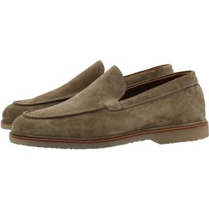 Elia Maurizi, Schoenen, Heren, Veelkleurig, 43 EU, Leer, Taupe Leren Loafer met Gestikte Zool