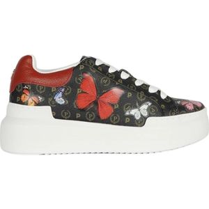 Pollini, Monogram Butterfly Sneaker Zwart, Dames, Maat:39 EU