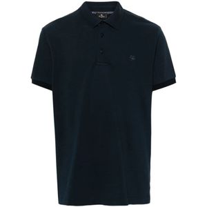Etro, Tops, Heren, Blauw, XL, Katoen, Blauwe Paisley Polo Shirt met Pegaso Borduursel