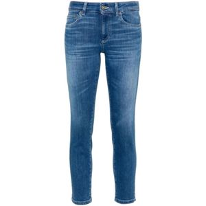 Dondup, Blauwe Skinny Cut Denim Jeans Blauw, Dames, Maat:W31