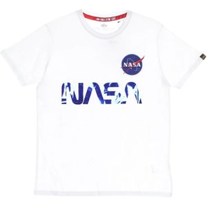 Alpha Industries, Tops, Heren, Wit, XL, Nasa Reflecterend T-Shirt voor Mannen