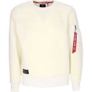 Alpha Industries, Sweatshirts & Hoodies, Heren, Beige, XL, Polyester, Off White Sherpa Crewneck Sweatshirt