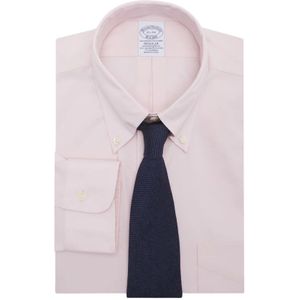 Brooks Brothers, Overhemden, Heren, Roze, S, Katoen, Pastelroze Regular Fit Non-Iron Pinpoint Overhemd met Button Down Kraag