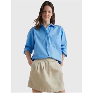 Tommy Hilfiger, Blouses & Shirts, Dames, Blauw, L, Katoen, Oversized Katoenen Poplin Shirt