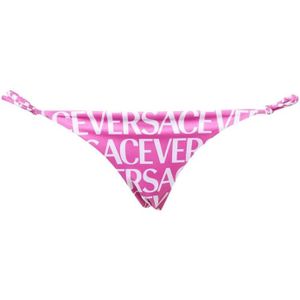 Versace, Badkleding, Dames, Veelkleurig, XL, Polyester, Logo Print Tie Side Bikini Hipster