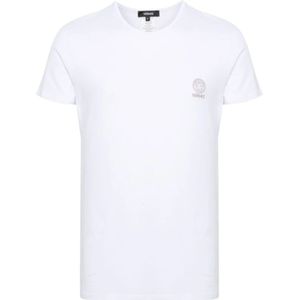 Versace, Tops, Heren, Wit, XL, Katoen, Witte T-shirts en Polos met Medusa Head Motief
