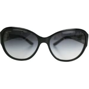 Bvlgari Vintage, Pre-owned, Dames, Zwart, ONE Size, Tweed, Pre-owned Plastic sunglasses