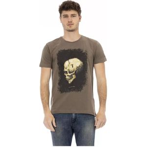Trussardi, Bruine Katoenen T-Shirt met Ronde Hals Bruin, Heren, Maat:XL