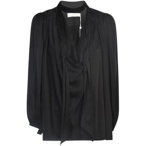 Zimmermann, Blouses & Shirts, Dames, Zwart, M, Elegante Zwarte Zijden Blouse