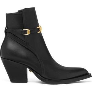 Versace, Schoenen, Dames, Zwart, 37 EU, Leer, Zwarte Leren Cubaanse Haklaarzen